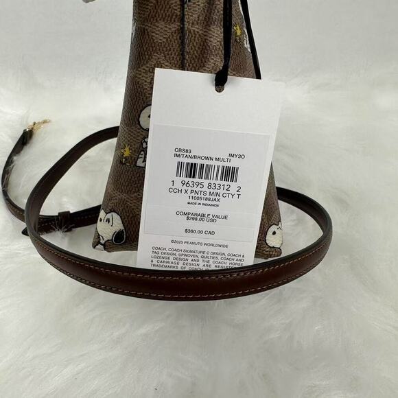 Coach X Peanuts City Mini Tote Bag In Signature Canvas With Snoopy Print CBS83 - Picture 3 of 8